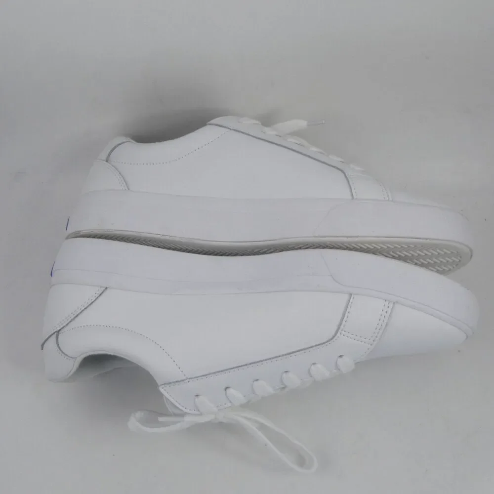 Keds Women's US 9.5 Pursuit Lace Up White Leather with Blue Accent NWOB